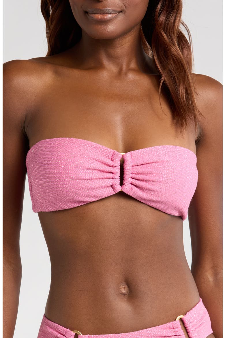 Metallic Bandeau Bikini Top, Main, color, SORBET