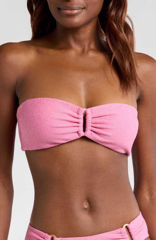 PQ SWIM Metallic Bandeau Bikini Top in Sorbet at Nordstrom, Size Small