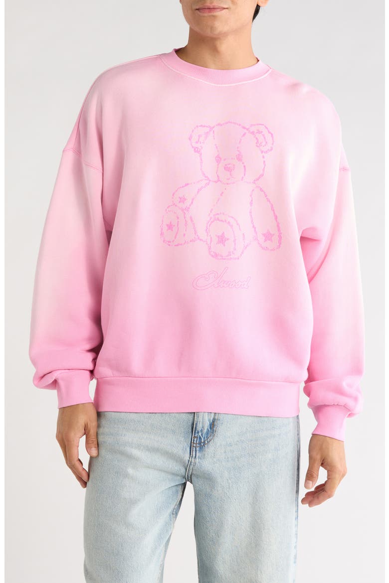 Teddy Crewneck Sweatshirt, Main, color, SUN FADED PINK
