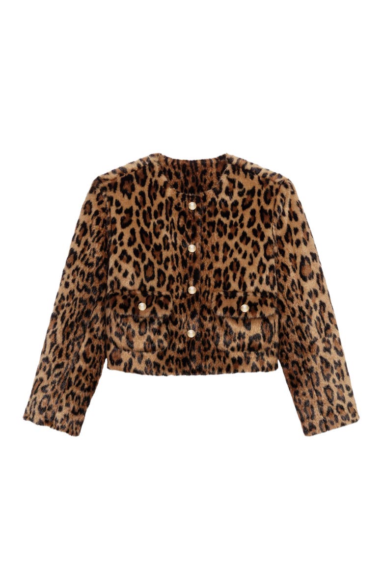 maje Leopard faux fur jacket, Alternate, color, Big Leopard Print