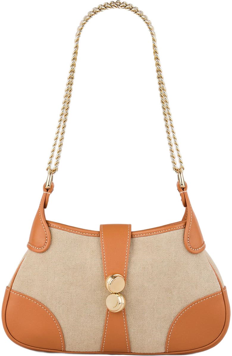 SANDRO Janet canvas and leather bag, Main, color,