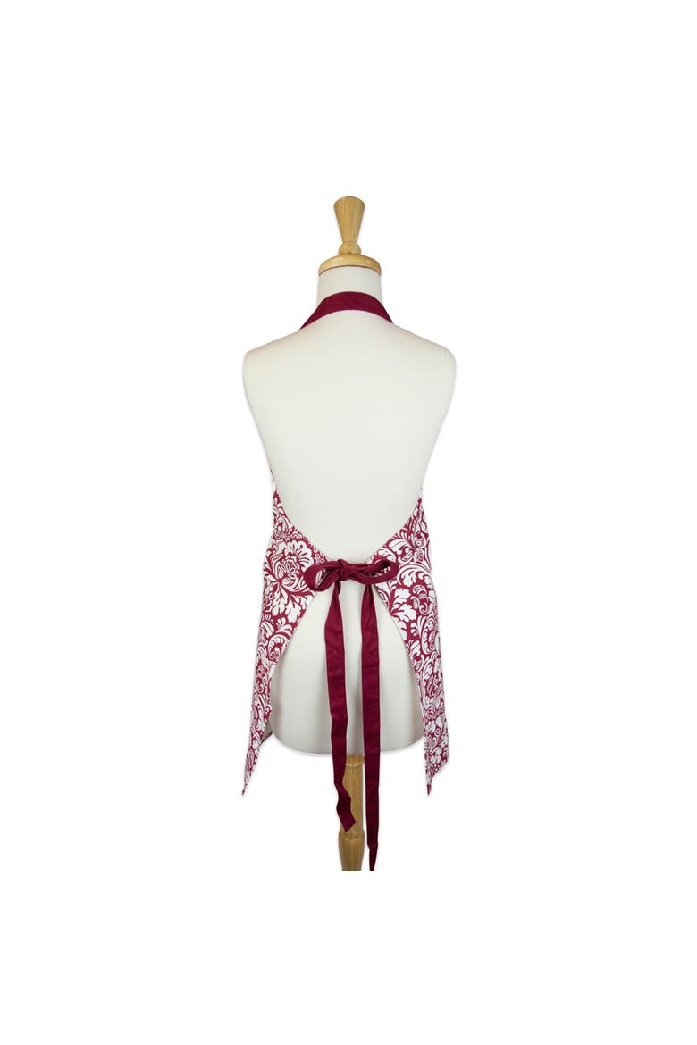 Damask 2 Pocket Printed Apron, Alternate, color, Wine