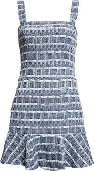Alice + Olivia Kaidra Square Neck Tweed Minidress