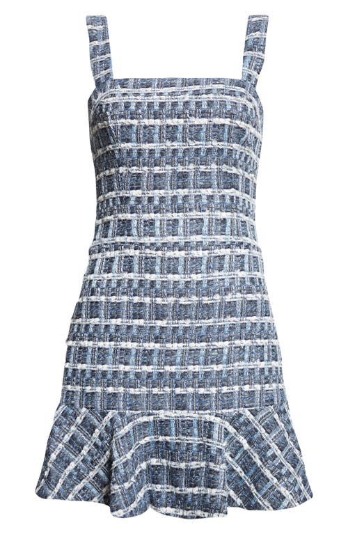 Alice And Olivia Alice + Olivia Kaidra Square Neck Tweed Minidress In Purple