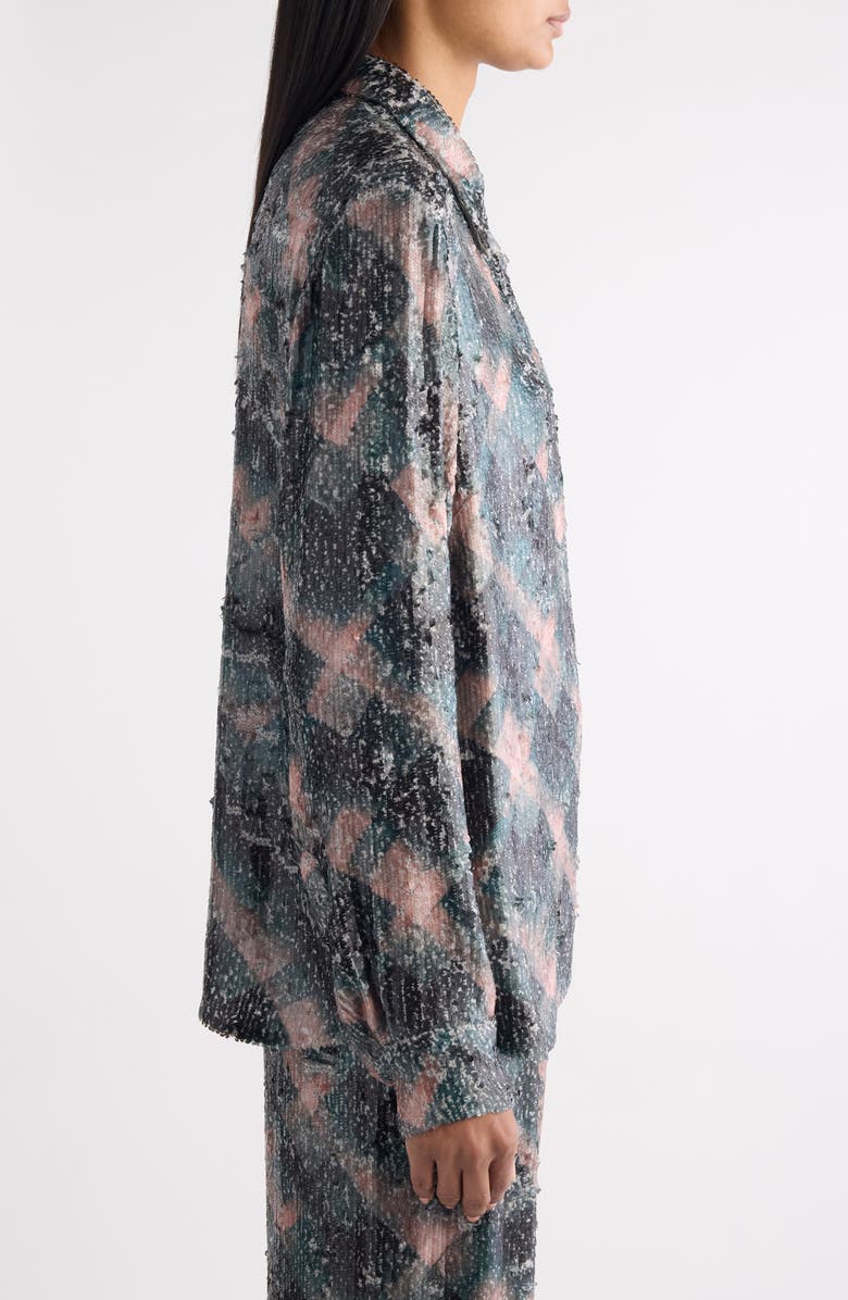 Dries Van Noten Chowy Sequin Button-Up Shirt, Alternate, color, Bottle