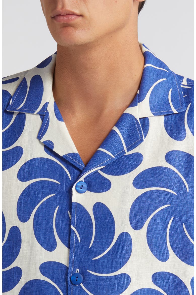 Nebula Linen Camp Shirt, Alternate, color, BLUE