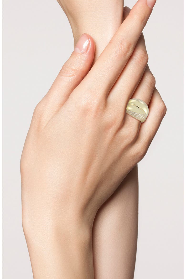 Pavé Cubic Zirconia Statement Ring, Alternate, color, GOLD