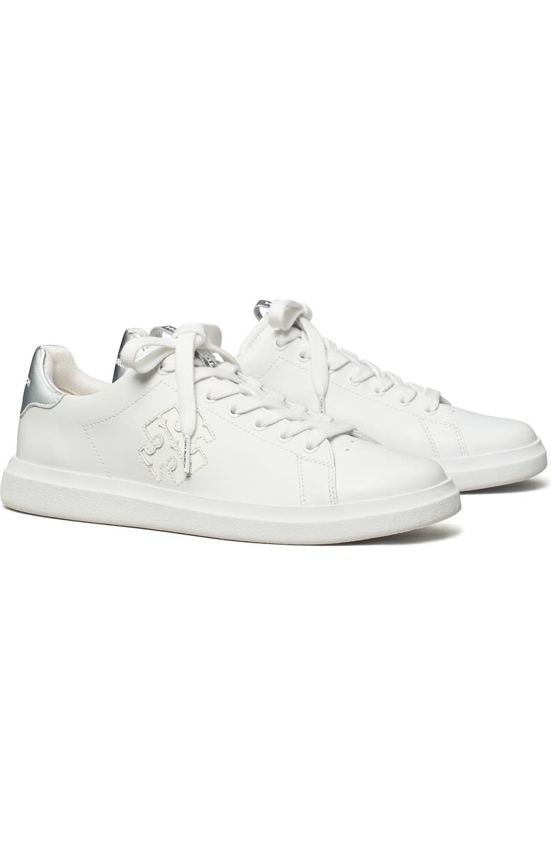 Tory Burch Double T Howell Court Sneaker, Main, color, Titanium White / Silver