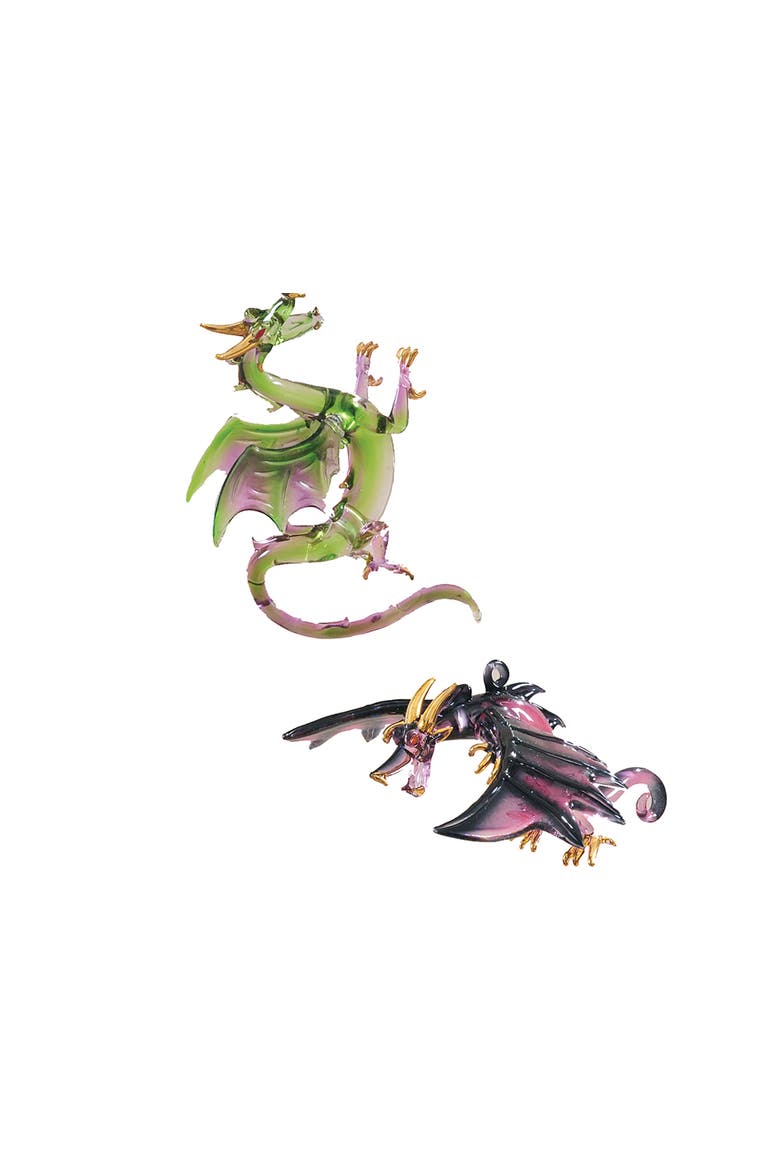 Mystical Dragon Christmas Tree Ornament Set of 3, Alternate, color, Purple
