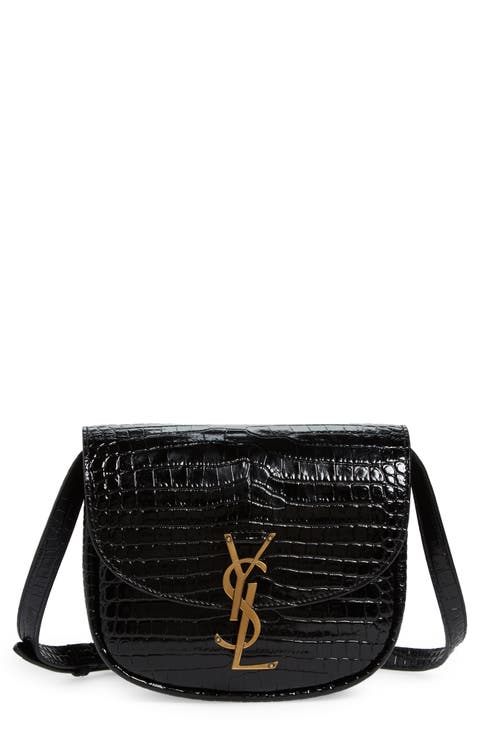 Kaia Croc Embossed Leather Crossbody Bag