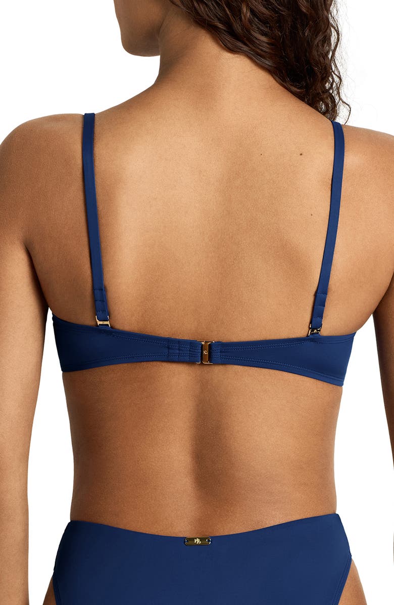 Lauren Ralph Lauren Shirred V-Wire Bikini Top, Alternate, color, Blue Saturn