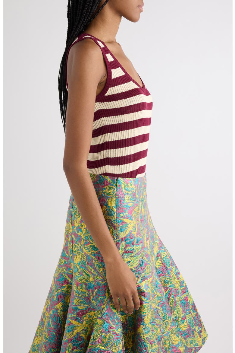 Tova Bis Stripe Cotton Rib Tank, Alternate, color, BORDEAUX