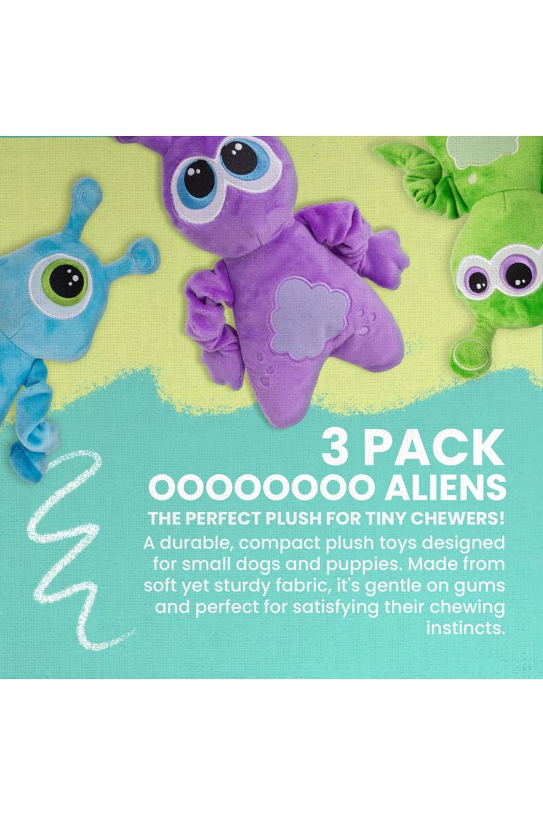 3 Pack Plush Dog Toys, Alternate, color, Multicolored