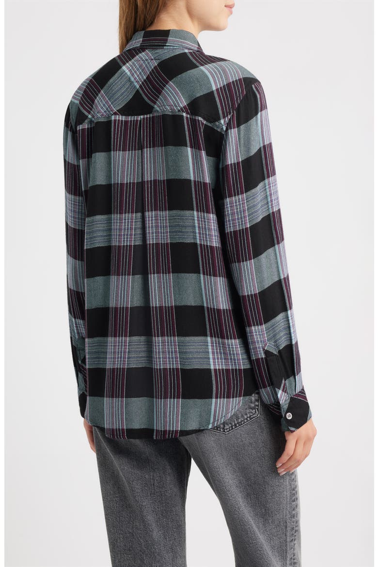 Hunter Plaid Button-Up Shirt, Alternate, color, CINDER AQUA MULBERRY