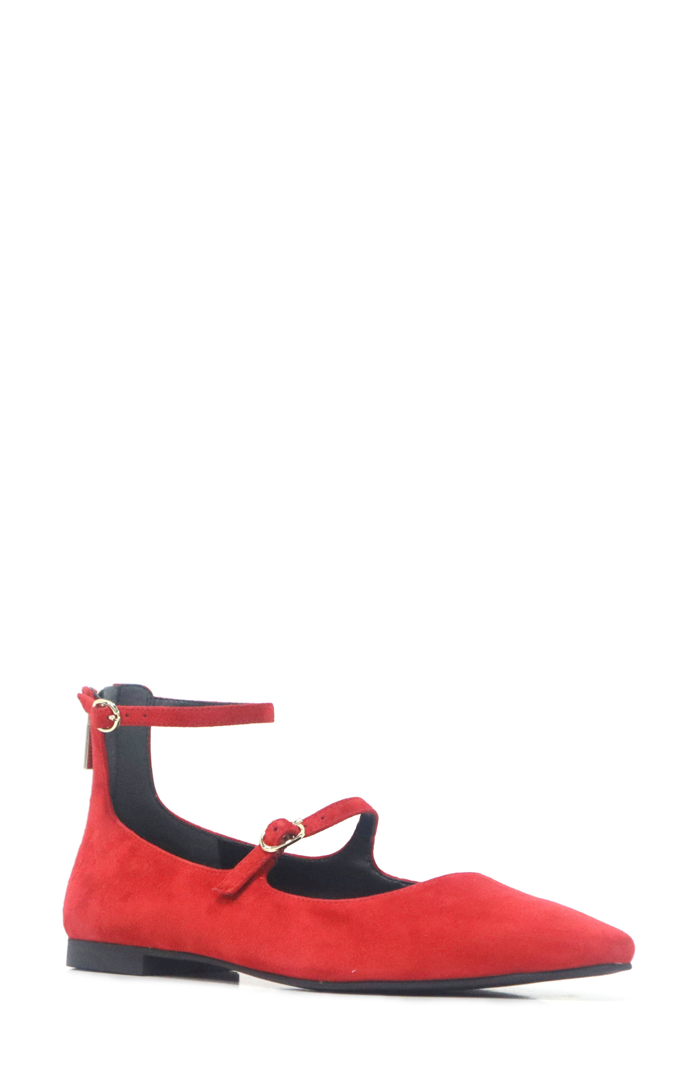 Nolita Ankle Strap Mary Jane Flat, Main, color, FUEGO SUEDE