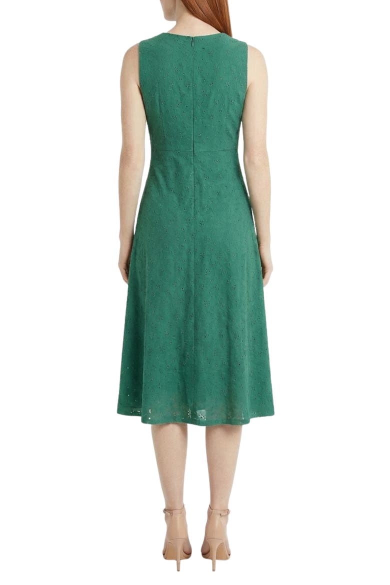 Eyelet Keyhole Fit & Flare Midi Dress, Alternate, color, GREENLAKE