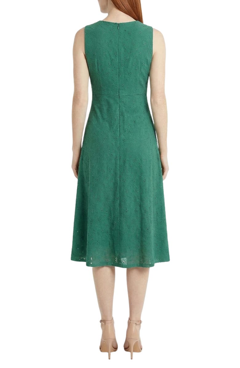 London Times Eyelet Keyhole Fit & Flare Midi Dress, Alternate, color, Greenlake