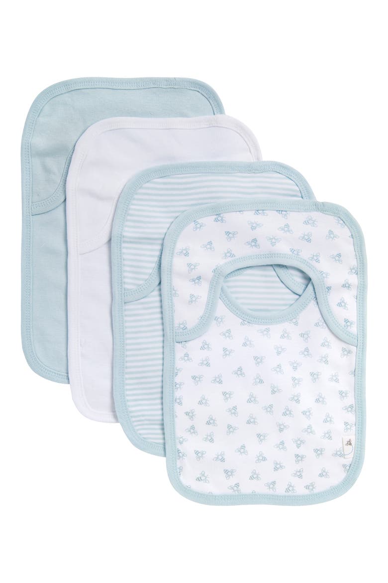 4-Pack Organic Cotton Bibs, Main, color, SKY
