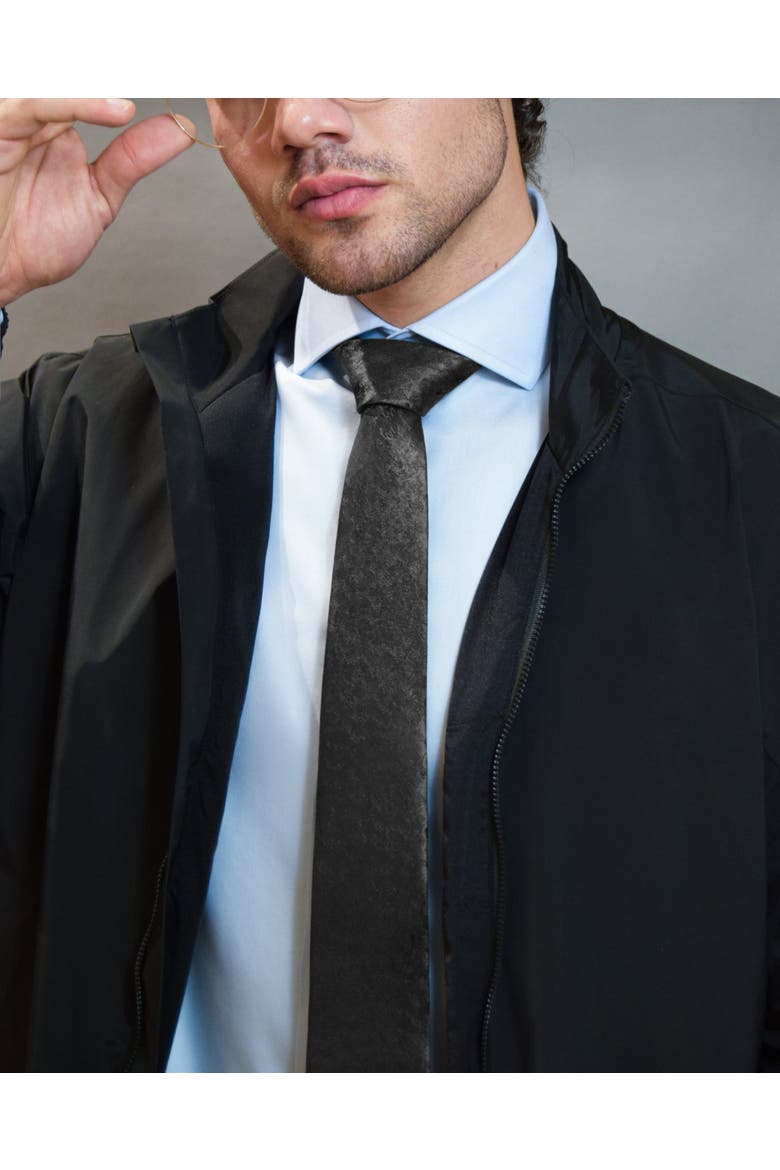 Marble Cloud Silk Jacquard Tie, Alternate, color, Obsidian