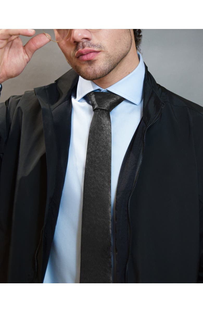 Knottery & Co Marble Cloud Silk Jacquard Tie, Alternate, color, Obsidian