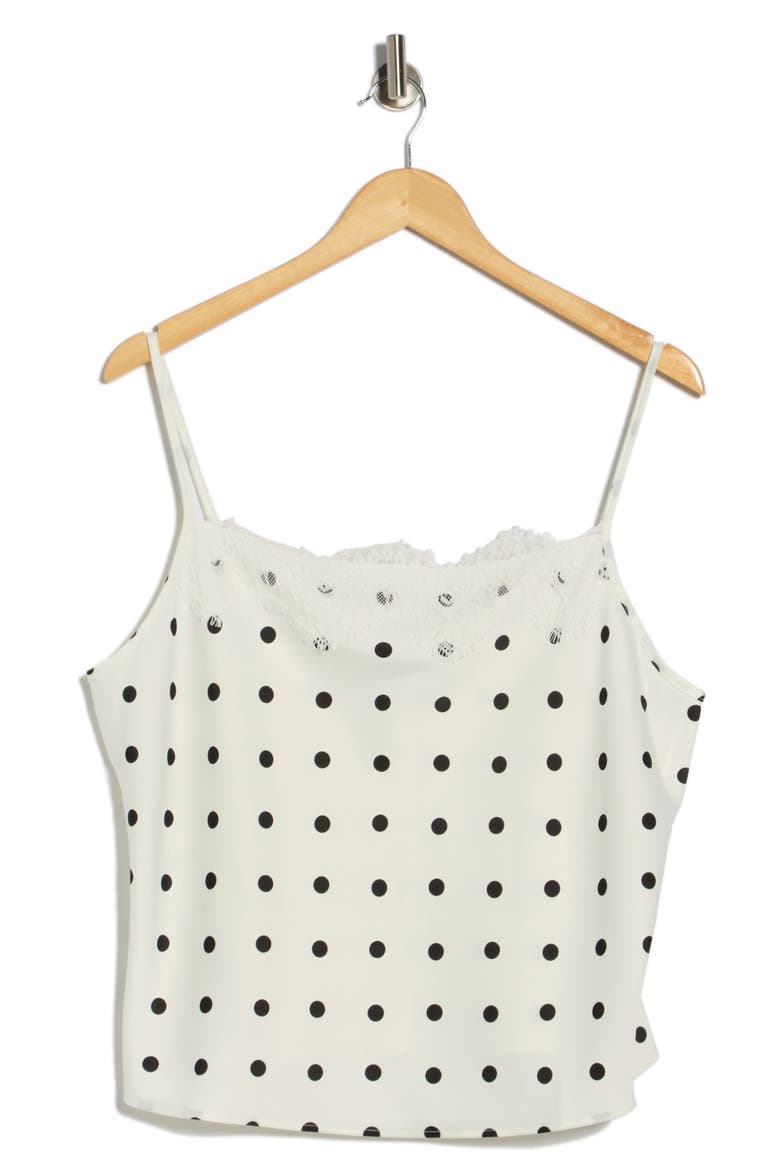 Lace Inset Polka Dot Cami, Alternate, color, IVORY POLKA DOT