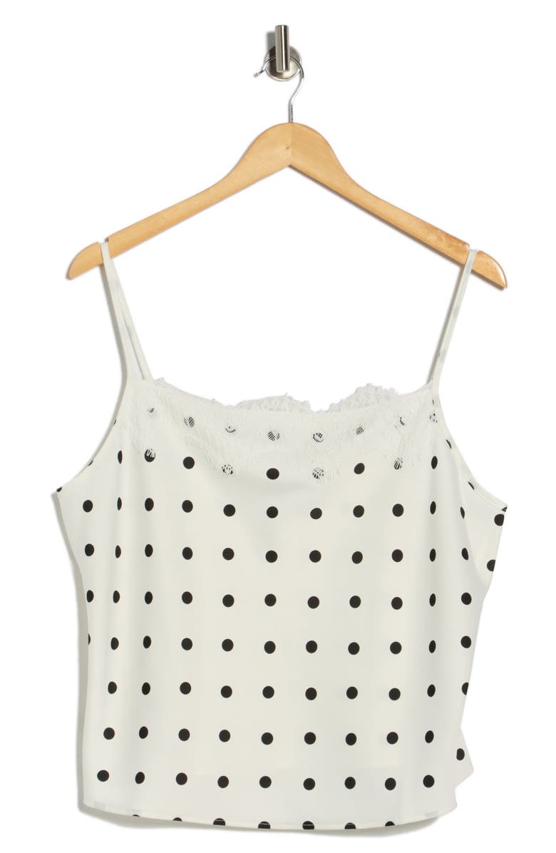 WAYF Lace Inset Polka Dot Cami, Main, color, Ivory Polka Dot