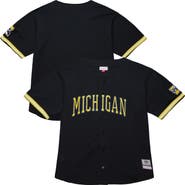 Mitchell & Ness Men's Mitchell & Ness Black Michigan Wolverines On The Clock Full-Button Fashion Jersey
