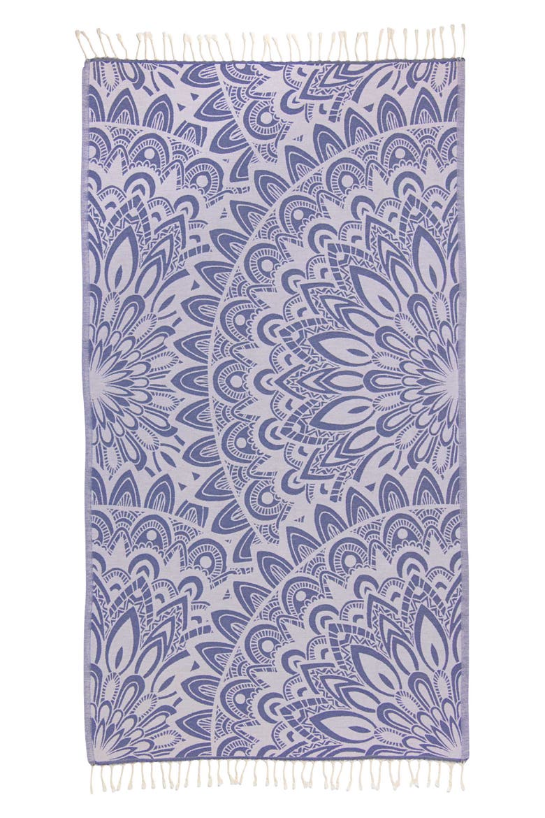 Mandala Organic Turkish Towel, Alternate, color, Navy