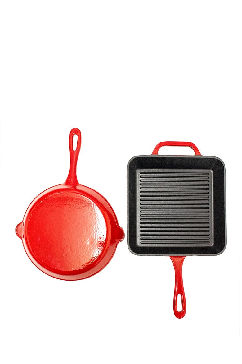 2-Piece Enamel on Cast Iron Set, Red, Alternate, color, RED