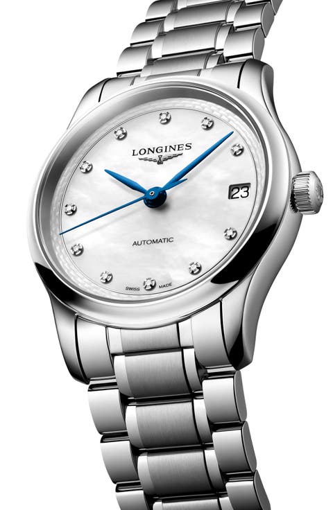 Master Collection Mother-of-Pearl & Diamond Automatic Bracelet Watch, 34mm