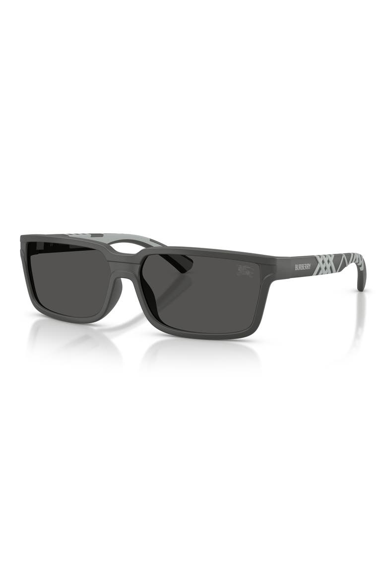 61mm Rectangle Sunglasses, Alternate, color, MATTE GREY / DARK GREY