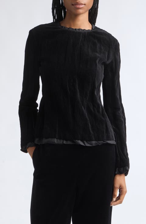 Crushed Velvet Crewneck Top