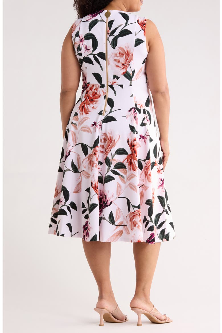 Floral Fit & Flare Midi Dress, Alternate, color, BLUSH MULTI