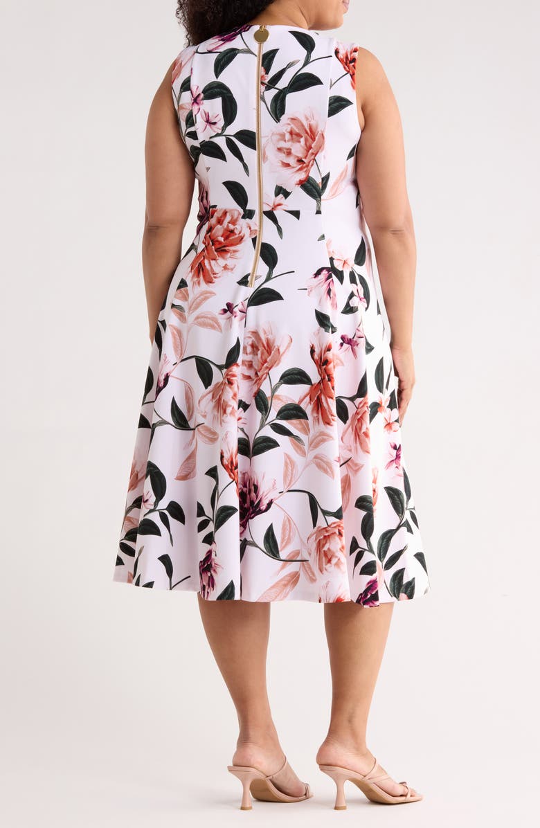 Calvin Klein Floral Fit & Flare Midi Dress, Alternate, color, Blush Multi