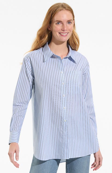 No Iron Oversized Poplin Extra Long Tunic