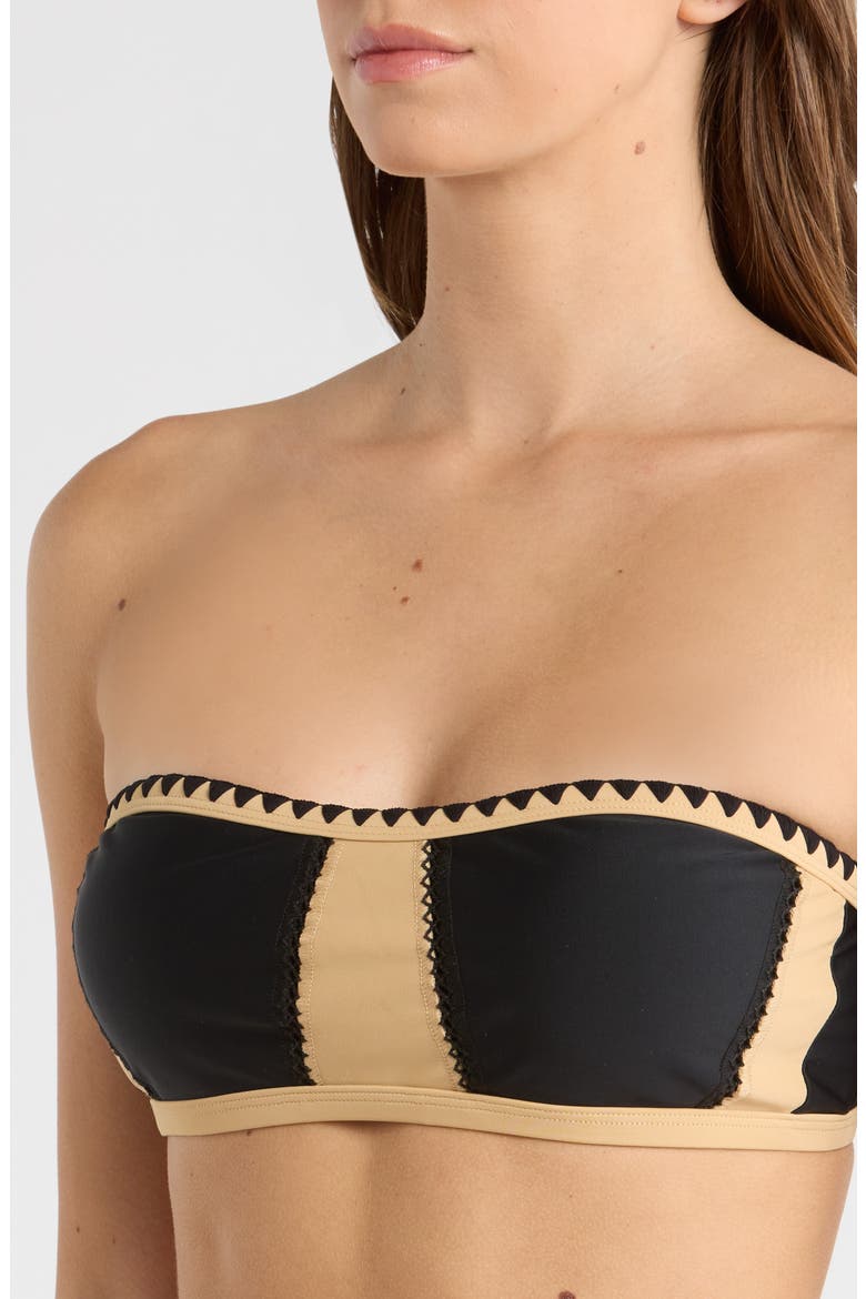 Leanna Bandeau Bikini Top, Alternate, color, BLACK COLORBLOCK
