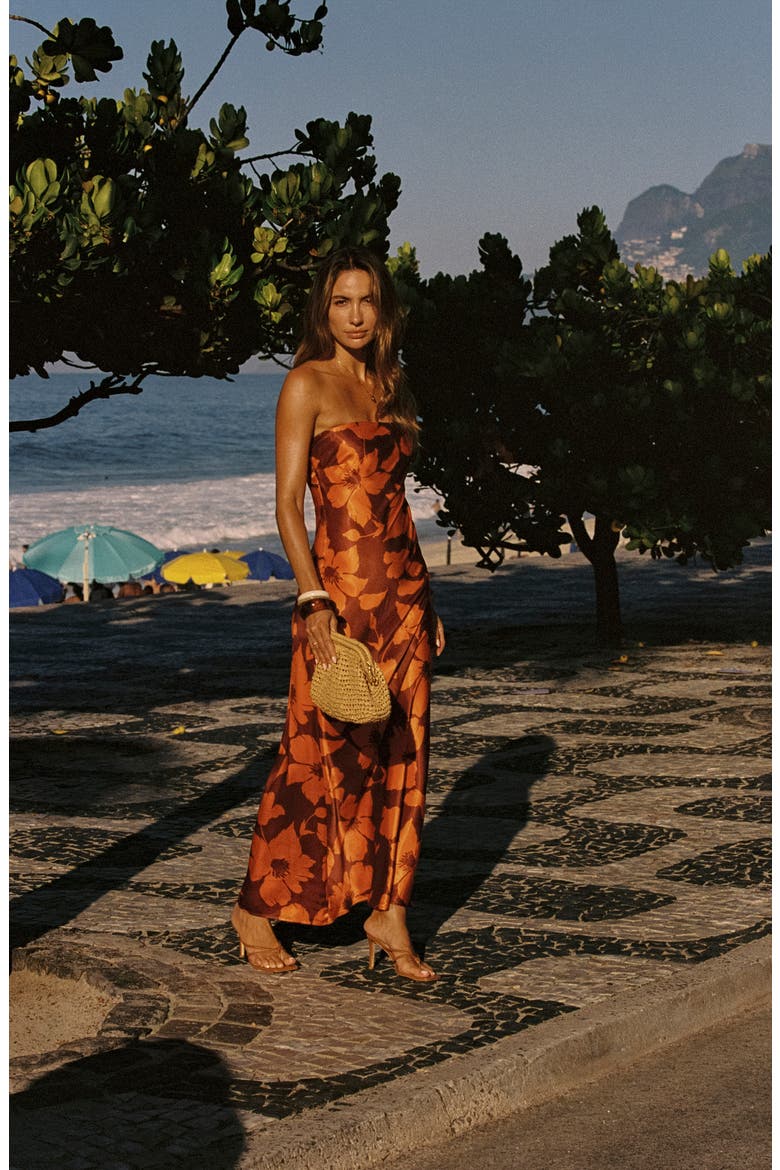 Spring in Love Strapless Dress, Alternate, color, COCOBOLO