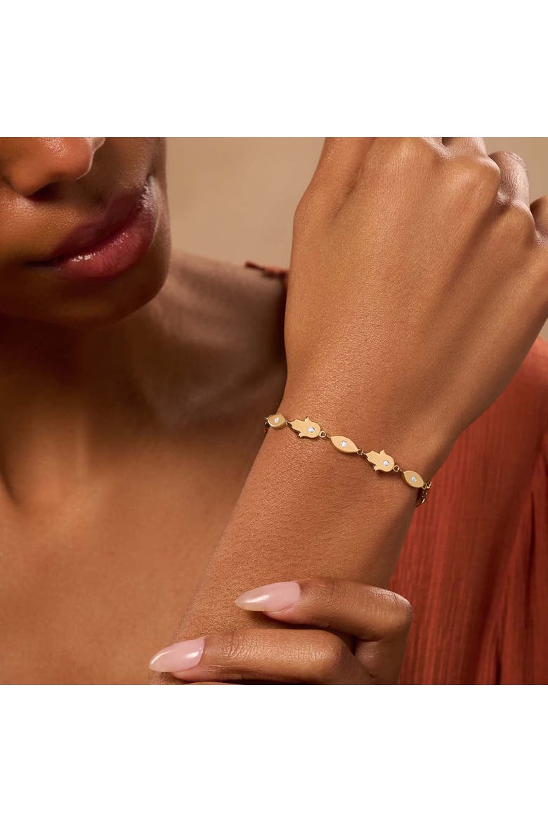 Illuminated Paths Evil Eye & Hamsa Gold Bracelet, Alternate, color, Gold