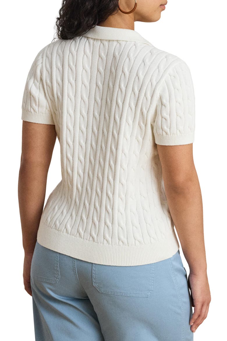 Natrissa Cable Knit Polo Sweater, Alternate, color, WHITE