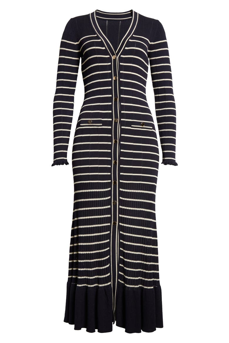 Marina Stripe Long Sleeve Midi Sweater Dress, Alternate, color, NAVY STRIPE