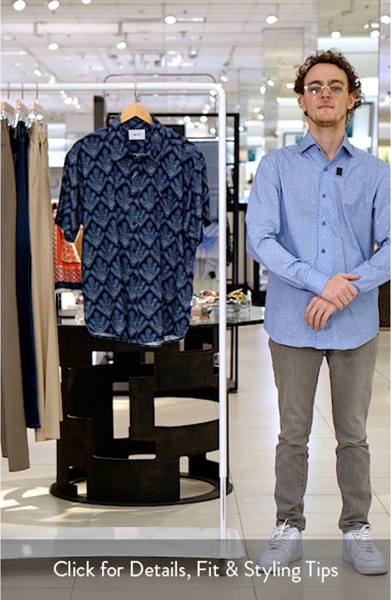 Deon 50055 Abstract Print Short Sleeve Button-Up Shirt, sales video thumbnail