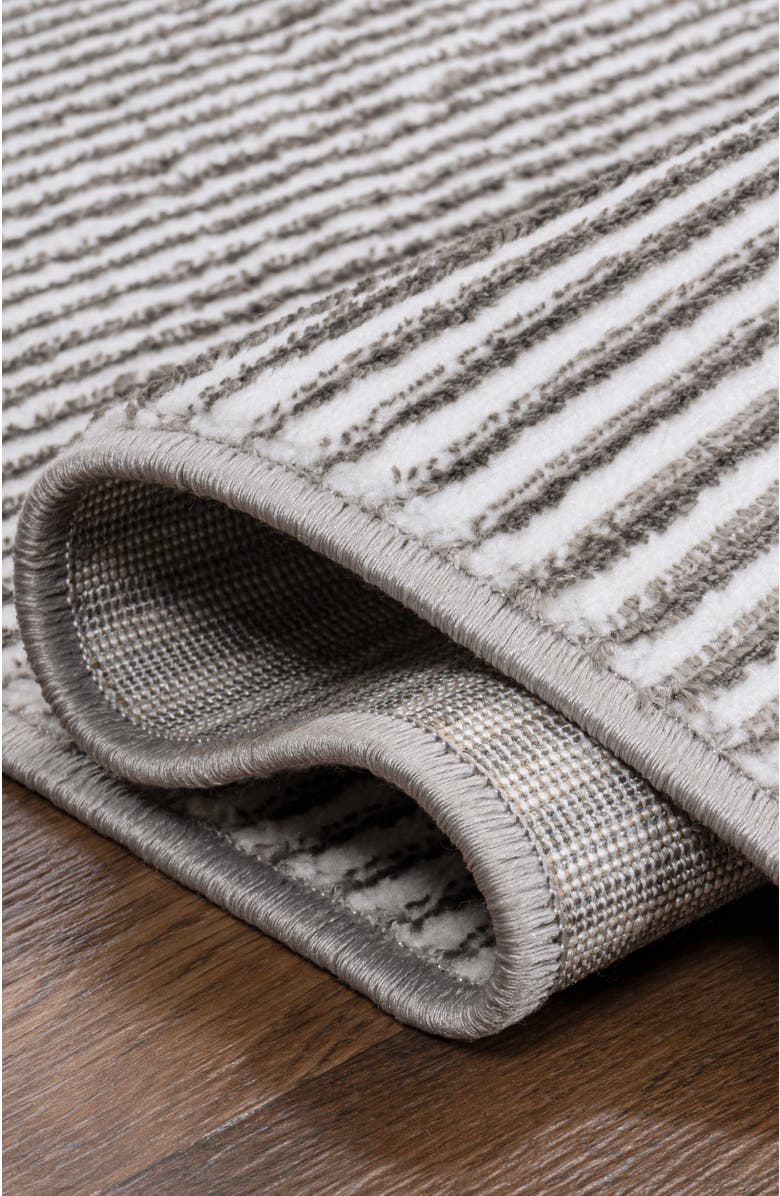 JONATHAN Y Cole Modern Minimalist Pinstripe High-Low Area Rug, Alternate, color, Dark Silver/White