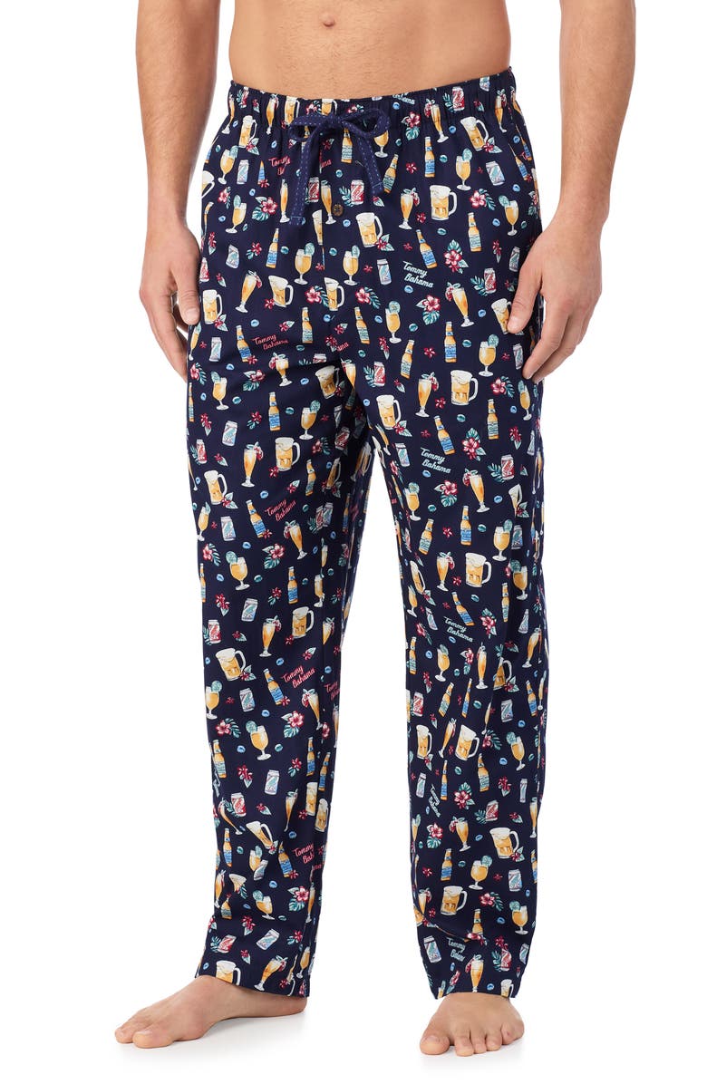 Tommy Bahama Woven Cotton Drawstring Pajama Pants, Alternate, color, Navygraph