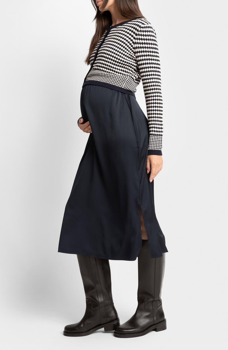 Seraphine Midi Dress & Scallop Cardigan Maternity/Nursing Set, Alternate, color, 
