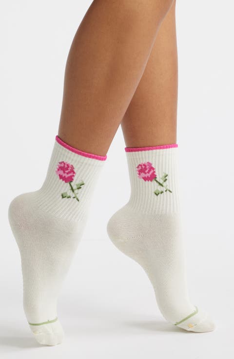 Rose Grippy Crew Socks