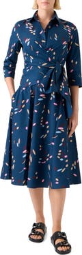 Akris punto Print Cotton Poplin Wrap Shirtdress