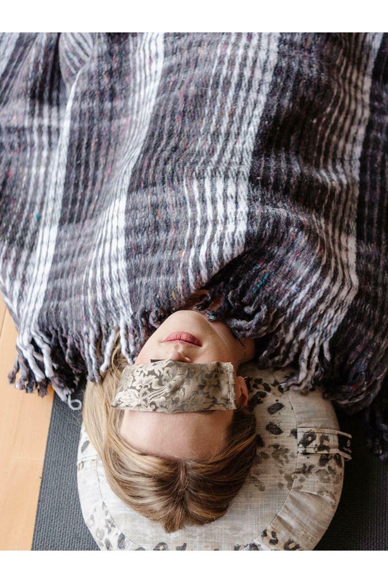 Recycled Plaid Yoga Blanket, Alternate, color, Black