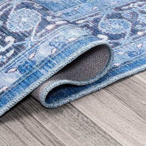 Jonathan Y Maris Ornate Medallion Machine-washable Round Area Rug In Blue/navy