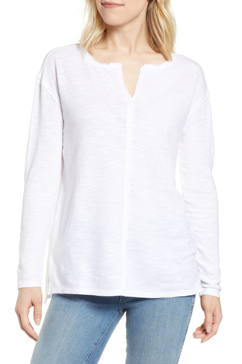 Split Neck Tee, Main, color, WHITE