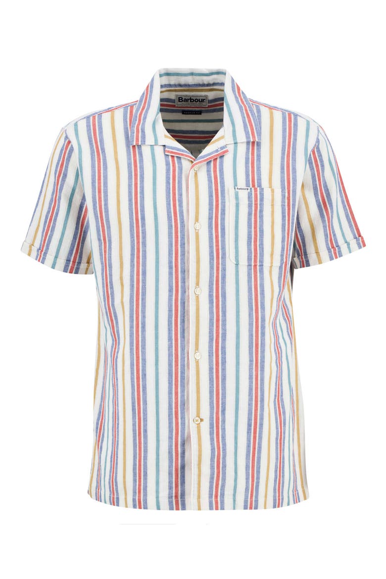 Summerfit Waterbay Stripe Linen & Cotton Camp Shirt, Alternate, color, WHITE